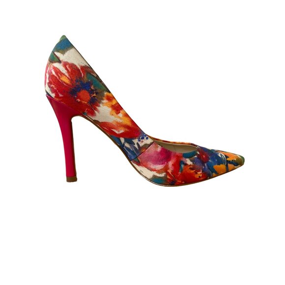 Guess Womens Floral High Heel Pumps 4" Pink Stiletto - Picture 1 of 10